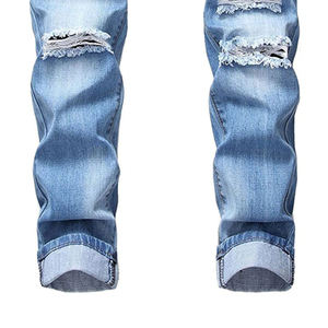 Jeans pour hommes de style streetwear, couleurs personnalisées, tissu adouci, coupe régulière, style punk, design high street, taille élastique - Product Image 1