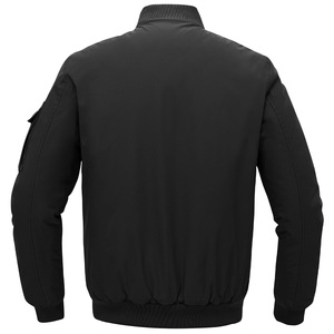Chaqueta Bomber Negra para Hombre, Color Sólido, Cuello Alto, Sin Cierre, Corte Regular, Estilo Casual, Impermeable, Reversible, Material de Poliéster - Product Image 4
