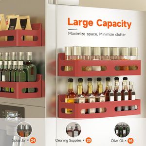 4 Pack Strong Magnetic Spice Rack for Refrigerator Multipurpose 4-Hook <b>Shelf</b> Organizer for <b>Kitchen</b> & Bathroom - Product Image 2