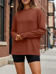 Camiseta de Manga Larga para Mujer al por Mayor, Mezcla de Algodón, Manga Larga, Ropa Casual, Camiseta Básica, Diseño Personalizado, Fabricante de Prendas - Product Image 3