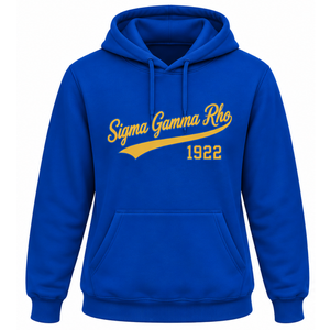 Sudadera con Capucha Azul para Mujer de la Hermandad Universitaria Sigma Gamma Rho, Sudadera con Gráfico Griego, Ropa Casual Universitaria Personalizada - Product Image 1