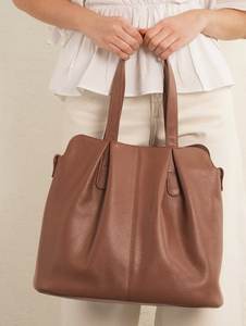 Bolso Tote Casual de Cuero Genuino Marrón para Mujer, con Cierre de Cremallera, Impermeable, Portátil, de Hombro - Product Image 4