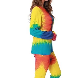 Conjunto deportivo informal transpirable antiarrugas para mujer con estampado tie-dye de secado súper rápido, muy demandado y cómodo. - Product Image 4
