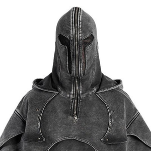 Sweat-shirt à capuche décontracté pour homme, noir et gris, en molleton de coton, style streetwear, avec logo personnalisé, fabricant de marque privée - Product Image 2