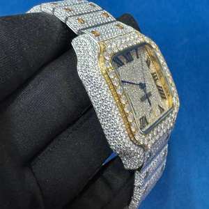 Montre automatique BOJ CATie.R001 bicolore avec diamants VVS, verre luxueux, alliage d'acier inoxydable, entièrement sertie de moissanite, mouvement automatique, 41 mm - Product Image 4
