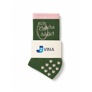 Calcetines de Pilates Personalizados con Diseño de Matcha, Calcetines de Yoga de Algodón con Rayas, Calcetines Antideslizantes con Logotipo Personalizado - Product Image 1