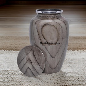Urna de cremación clásica grande texturizada de madera mate de estilo americano para ceremonia funeraria, tarro de almacenamiento de cenizas conmemorativas, precio al por mayor - Product Image 4