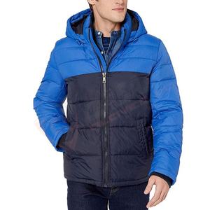 Vêtements d'extérieur d'hiver Patchwork Hommes Respirant de haute qualité Design personnalisé Logo Print Bombers Puffer Hoodie Jackets - Product Image 1