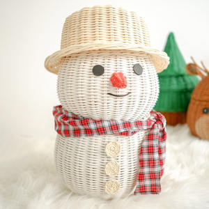 Grand Bonhomme de Neige en Rotin pour Décorations de Noël Extérieures, Meilleure Qualité, Fait Main, Naturel - Product Image 3