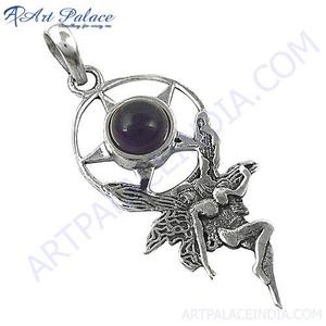 Nuevo Collar de Plata con Diseño de Ángel de Lujo para Mujer, con Piedra Natural, para Uso Diario, para el Hinduismo - Product Image 2
