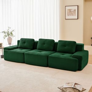 Divano Sezionale Moderno Modulare in Tessuto Corduroy 117, Oversize a 3 Posti con Seduta Profonda e Bordatura Perla per Soggiorno - Product Image 2