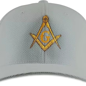 Casquette de sport pour adulte, brodée avec un carré et un boussole, style maçonnique, fraîche et respirante, en tissu 100% polyester - Product Image 1