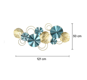 Premium Blue Gold Botanical Metal Wall Sculpture Vintage <b>Retro</b> Floral Wall Art for Living Room Bedroom Office Home <b>Decor</b> - Product Image 4