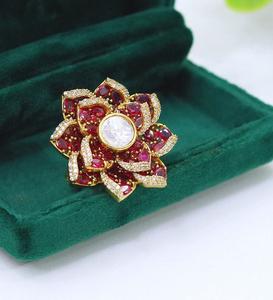 Bague ajustable tendance en laiton plaqué or de haute qualité avec zircon, style ethnique, pour femme, idéale pour les mariages - Product Image 4