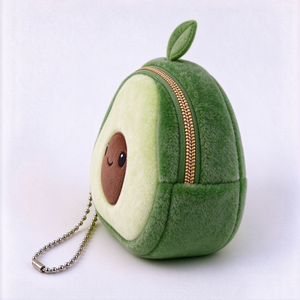 Porte-monnaie en peluche avocat unique, pochette en peluche fruit, porte-clés en peluche, joli portefeuille fruit, peluche verte - Product Image 3