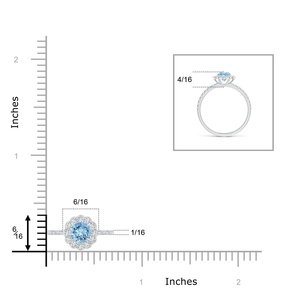 Bague en or pur 14 carats de style vintage, 5 mm, en aquamarine naturelle en forme de fleur, avec accent de diamants pavés, bijoux fins faits à la main, bague de mariage - Product Image 4