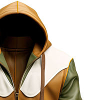 Nouvelle Arrivée 2026 Blouson Bomber Homme en Cuir PU à Capuche, Blocs de Couleurs, Fermeture Éclair, Style Décontracté, Coupe Droite pour l'Automne