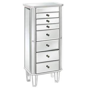 Silver <b>Mirrored</b> Jewelry Armoire with 7 Drawers & 16 Necklace Hooks 2 Side Swing <b>Doors</b> Organizer - Product Image 5