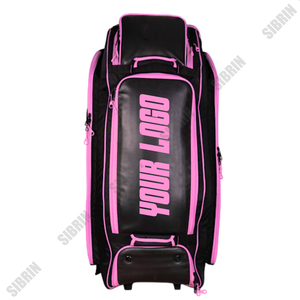 SIBRIN <b>Black</b> for Waterproof Unisex Stand Cricket Kit Bag Wheels <b>Backpack</b> Straps Shoe Compartment <b>Large</b> Capacity Duffle Trolley - Product Image 2