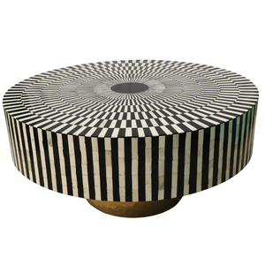 Mesa de centro blanca hecha a mano con tira de incrustaciones de hueso fino, muebles de sala de estar de calidad de exportación para mercados internacionales de decoración del hogar - Product Image 1