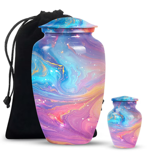 Aluminum Cremation Urn Adult <b>Ashes</b> Memorial <b>Keepsake</b> Vessel with Velvet Drawstring Pouch Custom Pattern - Product Image 3