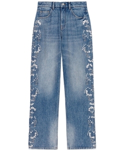 Jeans de Pierna Ancha para Mujer con Adornos de Diamantes de Imitación, Pantalones Largos de Mezclilla de Cintura Media, Ropa Casual de Alta Calidad para Mujer - Product Image 2
