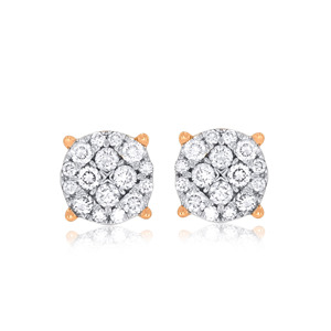 Pendientes de Diamantes Clásicos con Brillo Opulento, Diamantes Redondos, Oro Sólido de 18K, Color G, Joyería para Uso Diario de Mujer - Product Image 1