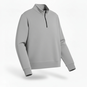 Men Winter Half Zip Fleece Pullover Eco-Friendly Knitted Sweatshirt with Plain Dyed Design OEM Polyester/Cotton Sweatshirt - Product Image 2