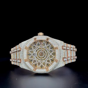 Classic rose gold Diamond tester Certified Moissanite rose Gold <b>automatic</b> Skele-ton watch VVS moissanite Diamond Watch - Product Image 1