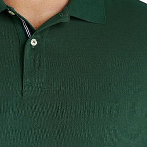 Polo de Hombre Verde Oscuro, Mezcla de Algodón, Manga Corta, Color Liso, Casual, Transpirable, Cómodo, con Logotipo Personalizado - Product Image 2