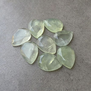Pierre précieuse préhnite facettée en forme de poire calibrée |   Pierre cabochon naturelle verte en vrac pour la fabrication de bijoux - Product Image 2