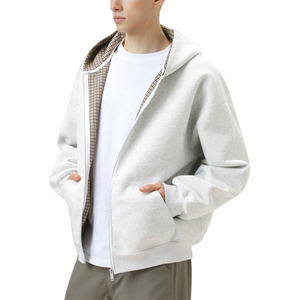 Sudadera con Capucha Extra Grande para Hombre, 100% Algodón, Felpa Francesa, Color Sólido, con Cierre, Estilo Casual, para Otoño, Corte Regular - Product Image 2