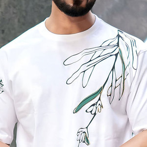 T-shirts de sport décontractés surdimensionnés pour hommes, très demandés, avec logo personnalisé, col rond, imprimés, 100 % coton, écologiques - Product Image 6