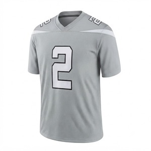 Maillot de football gris clair pour homme, vêtement de sport athlétique, maille respirante sur le devant, 100 % polyester, séchage rapide, manches courtes, tenue d'équipe OEM - Product Image 1