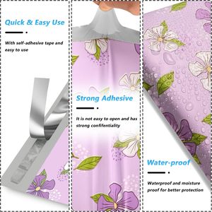 Sacs d'expédition imperméables et résistants aux déchirures pour vêtements, sacs postaux auto-adhésifs robustes avec emballage imprimé de fleurs violettes - Product Image 2