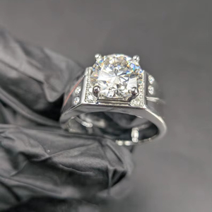 Sparkly Moissanite Round Cut Diamond Wide Band <b>Ring</b> For mens Original 925 Sterling <b>Silver</b> Fine Jewelry Wedding Surprise Gift - Product Image 1