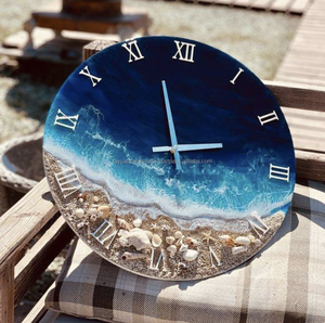 Horloge murale en résine époxy, taille et forme personnalisées, fonctionne à piles, design moderne de luxe, fait main, abstrait, géométrique, pour mariage - Product Image 5