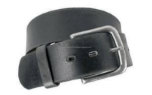 Cinturón informal de piel 100% auténtica para hombre, de moda, acabado negro, cuero de grano superior con hebilla de latón antiguo plateado en todos los tamaños - Product Image 4