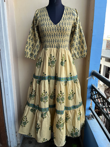 Robe longue en coton indien imprimée à la main, robe indienne en coton, imprimé floral, robe de soirée longue maxi pour femmes - Product Image 5