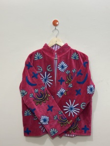 Veste d'hiver unisexe en velours avec broderie main motif tigre, style Suzani, en coton tricoté écologique et respirant, col rond, manches longues - Product Image 5