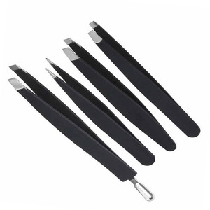 Professional Stainless Steel Slant Tip Tweezers Eyebrow Tweezers Kit With Rubber Painted Eyebrow Trimmer Makeup <b>Clip</b> Tool - Product Image 1