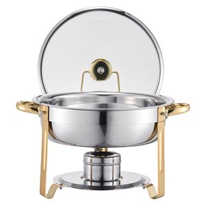 Set di 4 Chafing Dish in Acciaio Inox da 5 Qt con Coperchio in Vetro e 4 Vasche Grandi per Catering - Controllo Manuale della Temperatura - Product Image 1