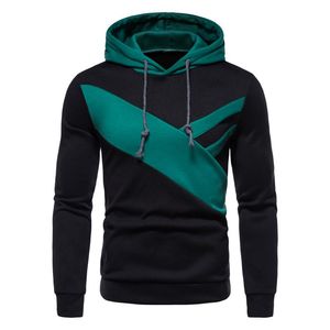Sweat-shirt à capuche pour homme, manches longues, design color block, décontracté, automne, noir et beige - Product Image 4