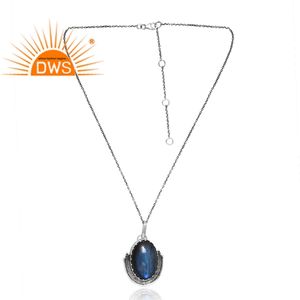 Nuevo diseño, colgante de piedras preciosas de labradorita Natural de Plata de Ley 925, joyería de diseño personalizado para mujer, regalo para ella - Product Image 4