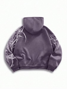 Sweat à capuche d'hiver surdimensionné pour homme, en coton épais délavé à l'acide, respirant, style vintage streetwear - Product Image 2