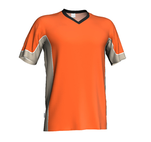 เสื้อฟุตบอลคอกลมสีส้มสำหรับผู้ชาย แขนสั้น ระบายเหงื่อได้ดี ลายธงชาติแบบเรขาคณิต ตัดสี โพลีเอสเตอร์ ทรงปกติ ใส่ได้ทุกฤดู - Product Image 1