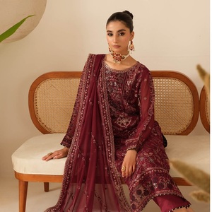 Venta de liquidación de ropa de Pakistán e India para mujer, venta completa de Ramsha Chiffon Shalwar Kamez Dupata, vestido de fiesta para mujer - Product Image 4