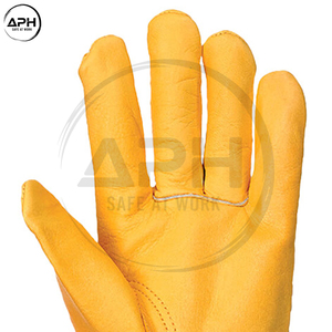 Dernier modèle de gants de conduite en cuir grainé pour homme, paume souple, poignet élastique, ajustement flexible, pour le travail, vente en gros - Product Image 5