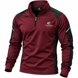 Wholesale High Quality Unisex Winter Lightweight Polyester Sports Quick Dry Solid Color Long Sleeve Knitted 1/4 Quarter <b>Stand</b> - Product Image 6