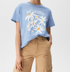 T-shirt surdimensionné pour femme Lets Grow Together, 100% coton, manches courtes, col rond, imprimé, coupe ample, style printemps-été - Product Image 3